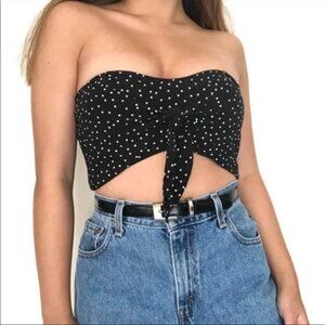 Abercrombie & Fitch Bandeau Black and White Polka Dot Crop Top